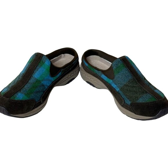 Easy Spirit Traveltime Blue Green Plaid Slip-On Comfort Mules 6.5 - Picture 7 of 9